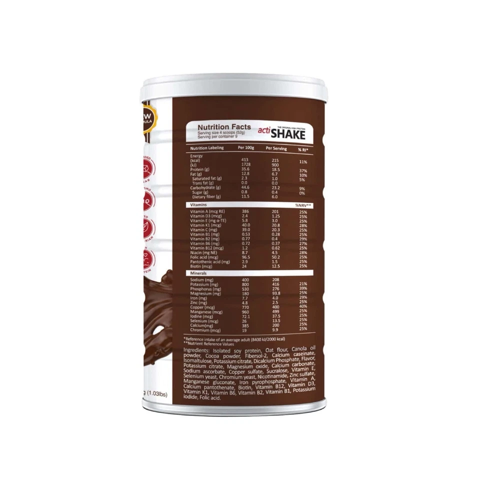 Actishake Premium Rich Chocolate 468g | High Protein - Image 4 of 4