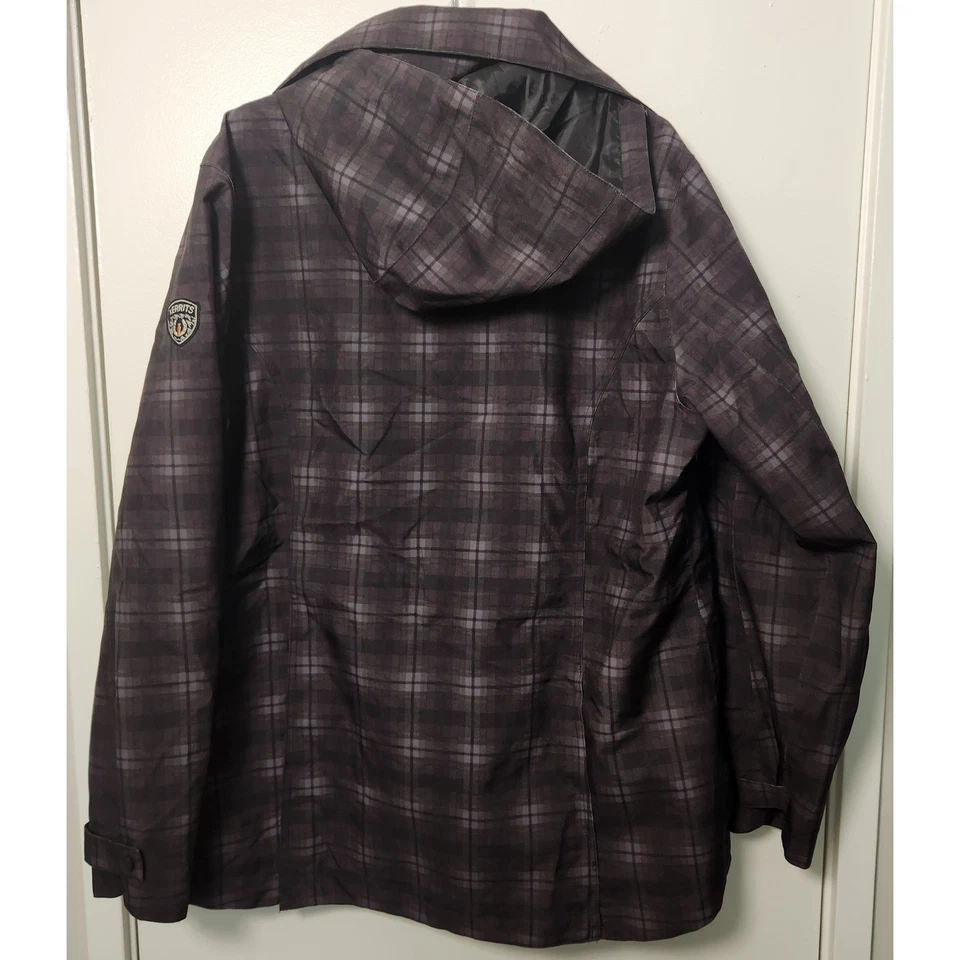 Kerrits Burgundy Plaid Equestrian All Weather Hooded Full Zip Jacket XL Riding - Image 2 of 4