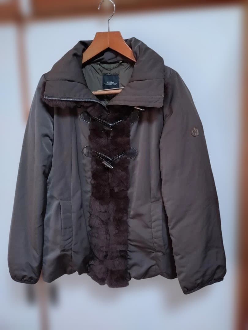 Max Mara WEEKEND Fur down Jacket Blouson Coat Women Size 42 Brown Genuine