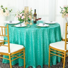 Wedding Linens Inc. 120" Round Sequin Taffeta Tablecloths Table Covers