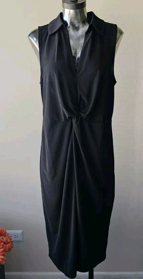 Abito donna Michael Kors nuovo con etichetta increspato senza maniche nero taglia large.