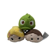 Disney 3 Tsum Tsum Tangled 3.5” Pascal Rapunzel Flynn Mini Plush