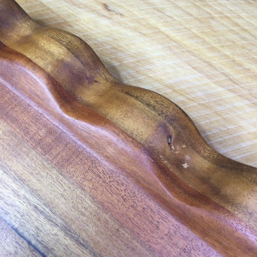 MacKenzie Childs Acacia Wood Bread Oil Board Tray Fluted Edge & Enamel Dip Bowl - Picture 5 of 20