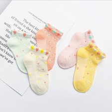 5 Pairs Spring Summer Kids Socks Mesh Middle Tube Socks Random Color 