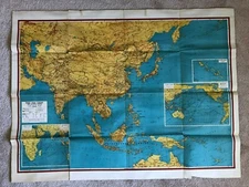World War II Far East Map, Ind. & Pacific Ocean, Solomon Islands, Milrose