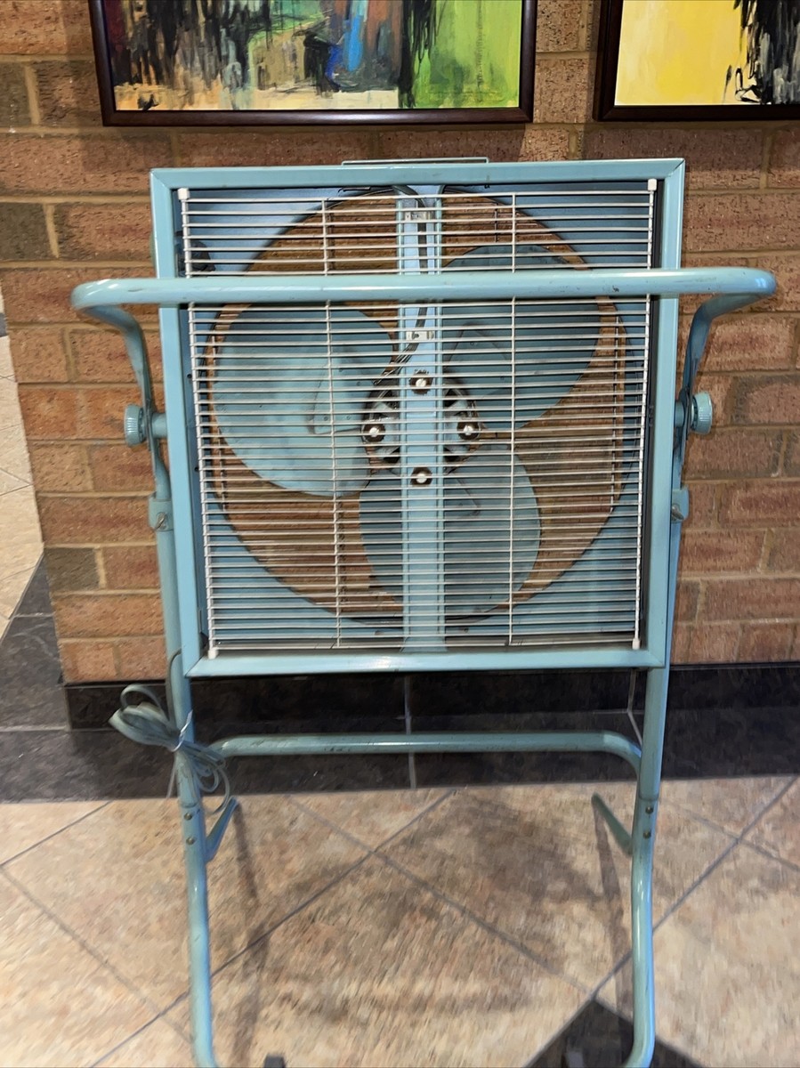 Vintage GE General Electric 3 Speed 20” Box Window Fan Robin Blue