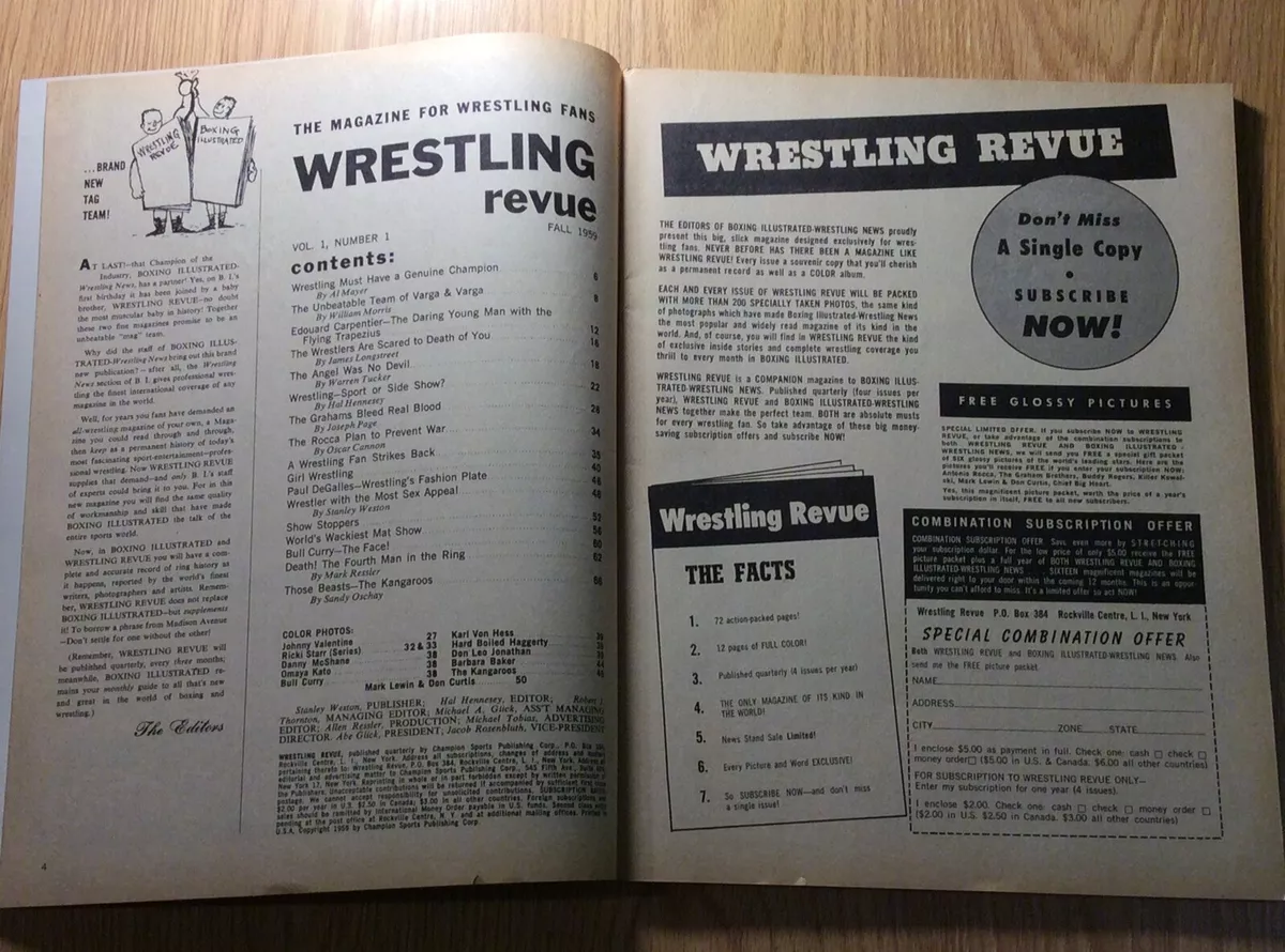 Wrestling Revue Fall 1959 1st Issue EX + The Graham Bros. Rocco