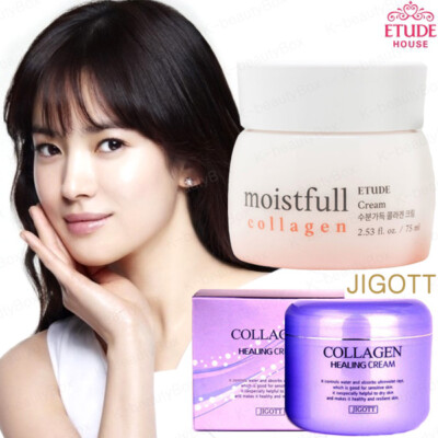 ETUDE HOUSE Super Collagen Moistfull Cream, JIGOTT Collagen Healing Cream 100g