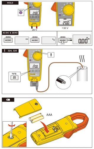 Fluke 325 Misuratore a Pinza AC DC Voltmetro Amperometro Pinza Multitester True RMS - Foto 13 di 13