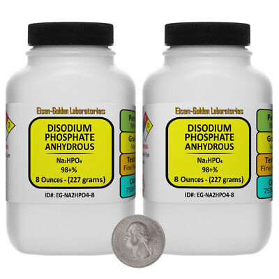 Disodium Phosphate [Na2HPO4] 98+% Food Grade Powder 1 Lb in Two Bottles USA