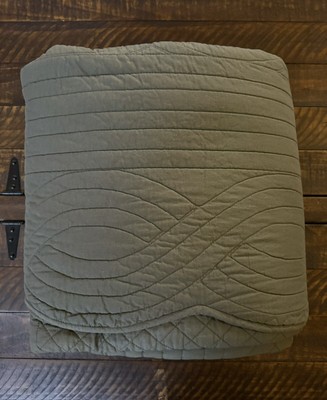 Pottery Barn Heirloom Scallop F/Q Quilt Loden NWOT OB Read