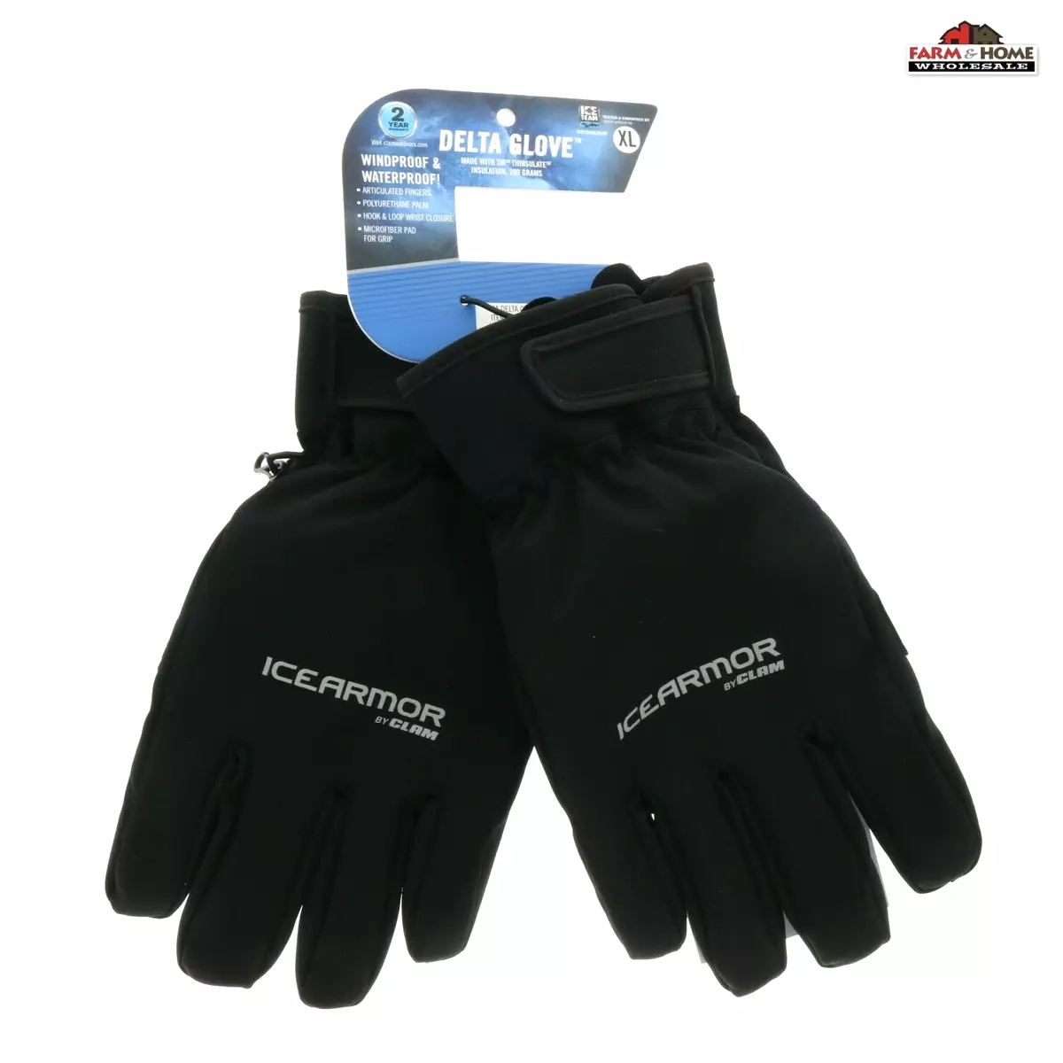 Clam Delta Ice Fishing Gloves XL Black Waterproof ~ NEW