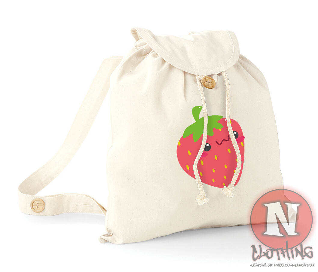 Fresa Algodón Mochila Playa Vacaciones Colegio Instituto Orgánico Día Bolsa