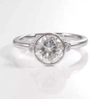 14K White Gold Plated Bezel Set Solitaire Anniversary Ring 8mm Round Moissanite