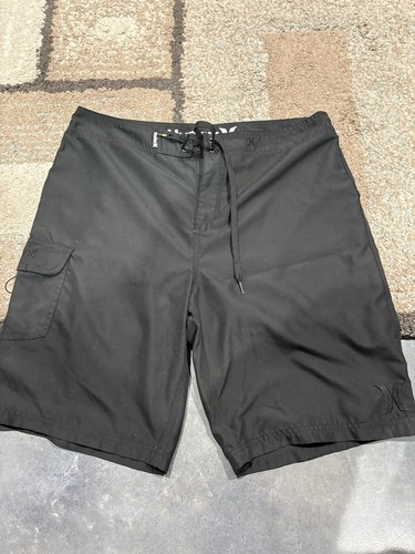Hurley Mens Board Shorts Size 36 Cargo Pocket Black