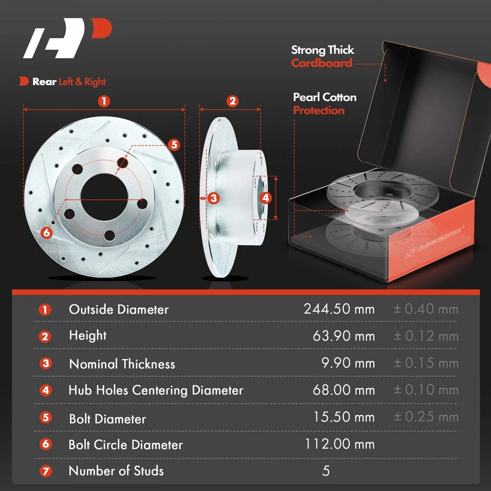 12x Rotores perforados delanteros y traseros y pastillas de freno de cerámica para Audi A6 2000-2001 Passat Foto 2 de 4