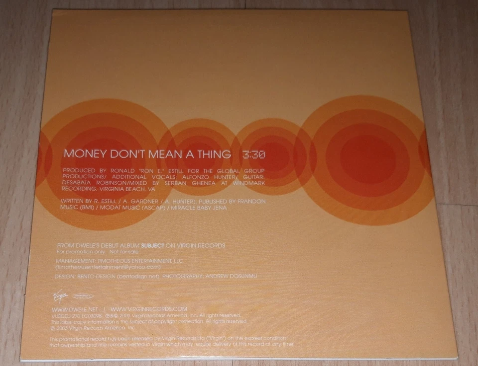 DWELE - Money Don't Mean A Thing - PROMO CD Single R&B Rnb RARE - Bild 3 von 4