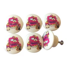 Set of 6 Groovy Gnome Truck Wood Cabinet Dresser Kids Nursery Drawer Knobs