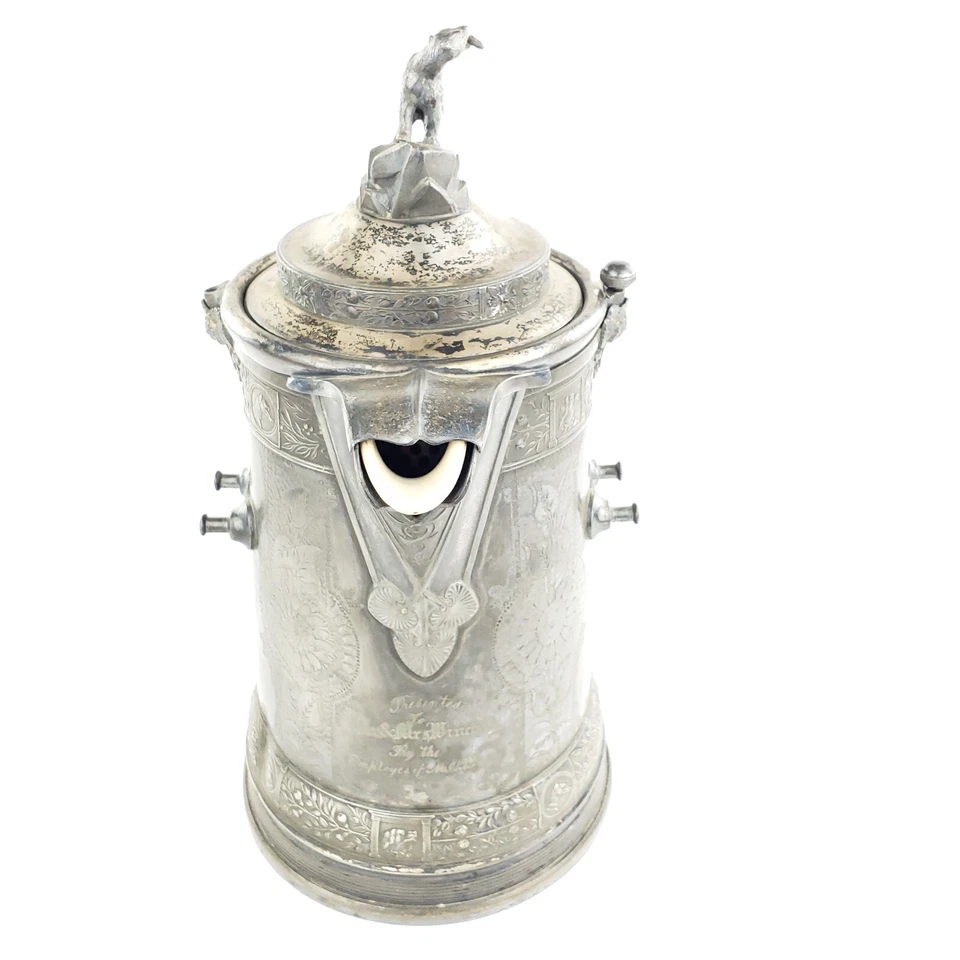 Jarro de água gelada antigo 1878 Missouri Pacific Railroad MOPRR Reed & Barton - Imagem 3 de 4