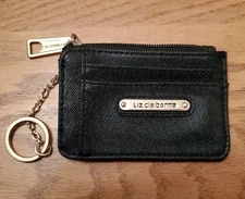 Liz Claiborne Black Key Chain Handheld Wallet w/Gold Accents Name Logo