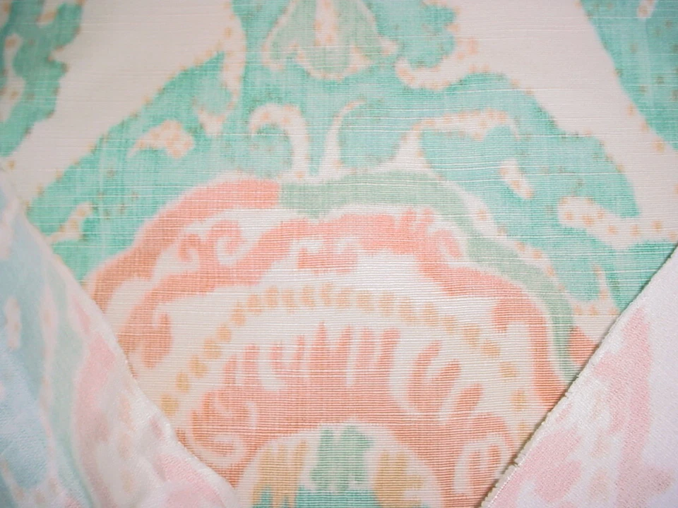 Brunschwig & Fils Kaitag Warp Ikat Print Aqua Copper Linen Upholstery Fabric - Image 3 of 3