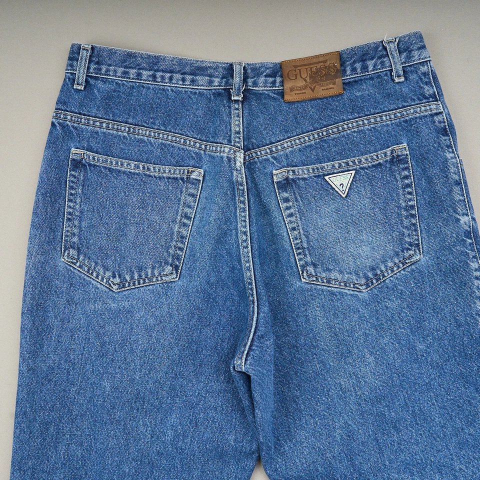 Vintage GUESS Jeans Mens 34 Pascal Tapered Leg Loose Fit 90s USA Blue Denim 30 - Image 3 of 4