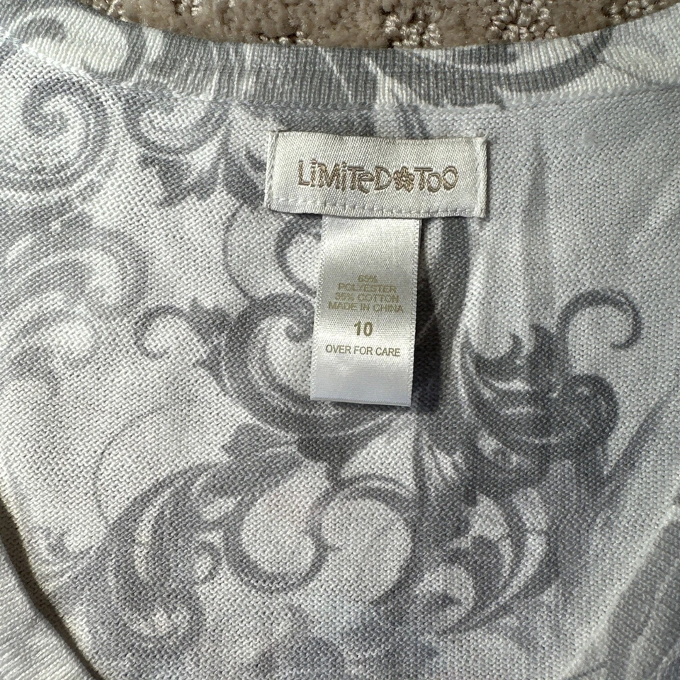 Limited Too Gray Peace Cropped Button Sweater Shrug Girls Size 10 - Image 4 of 4