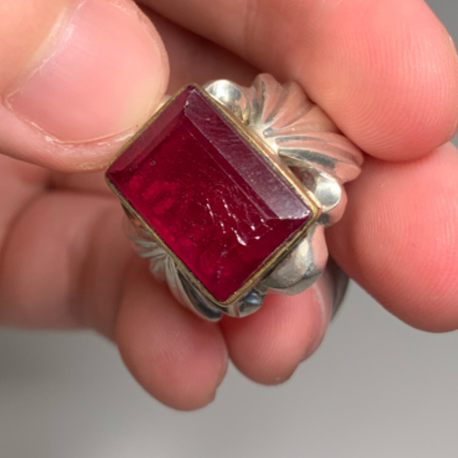 Stunning Rare Vintage Solid Silver Ring Exquisite… - image 15