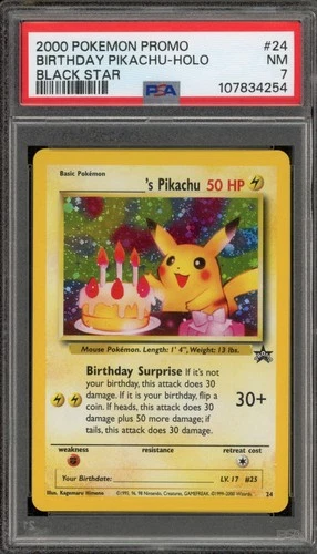 Pokemon Birthday Pikachu Black Star Holo Promo #24 PSA 7
