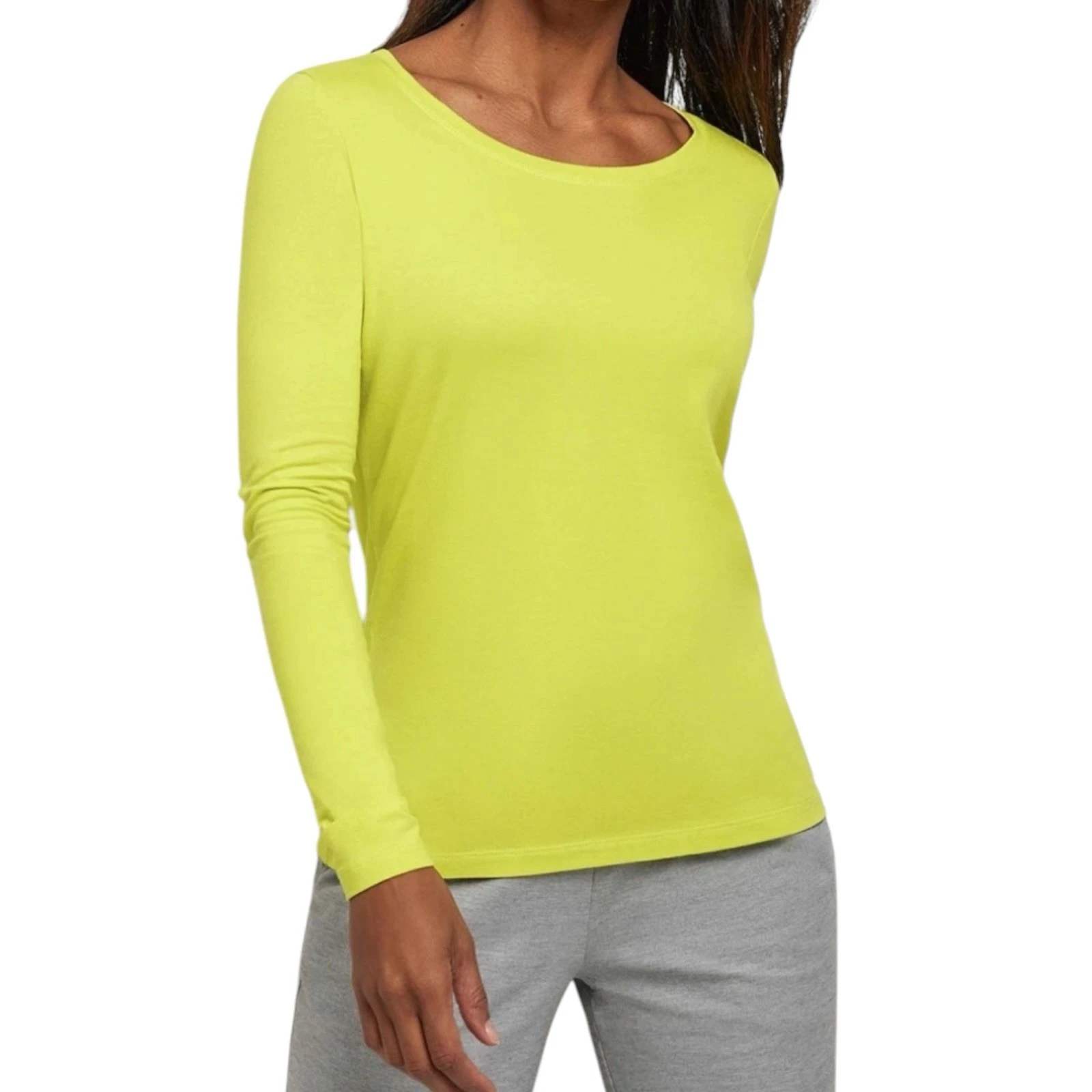 Anatomie Juliana Citrus Yellow Long Sleeve T-shirt Large NWT Pima Cotton Luxury