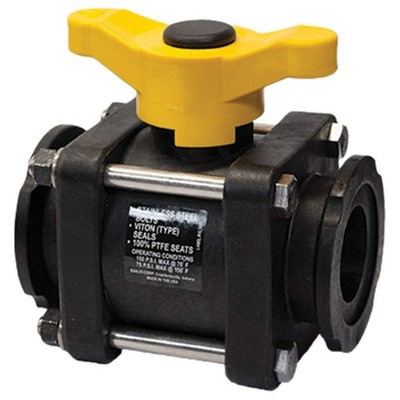 BANJO MVT200CF Manual 2-Way Ball Valve,Flange,Polypro 803HW7