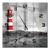 Glasuhr Mit FließEnden Zeigern Aus Glas Leuchtturm Schwarze Zeiger 60X60 Cm