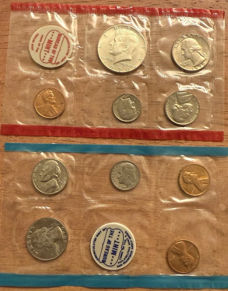 Juego de 10 monedas de Estados Unidos 1970 PDS como nuevas sin circular OGP con mitad Kennedy de plata Foto 2 de 4
