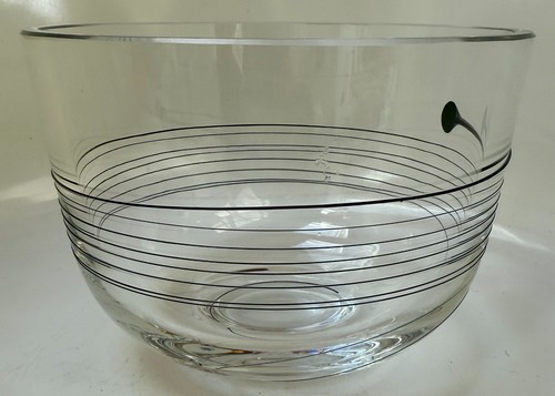 Kosta Boda Black Trail over Clear Glass Bowl Vallien 58413 - Picture 3 of 10