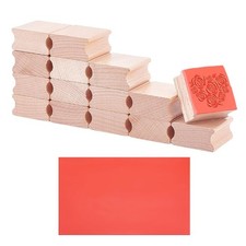 15 PCS Blank Wood Rubber Stamp Mounts with 29.6x21cm Red Rubber Sheet Kit