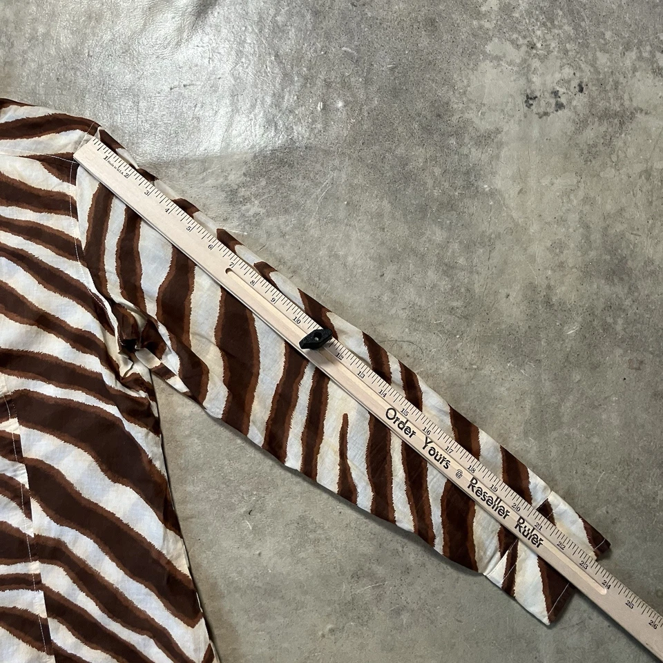 Camisa Michael Kors Mujer Talla 6 Marrón Cebra Abotonada Algodón Ligero Foto 2 de 4