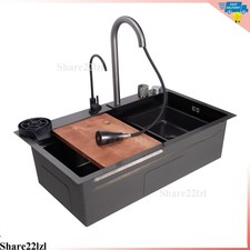 Flying Rain Stainles Steel Waterfall Kitchen Sink with Pull Down Faucet 29.5inch