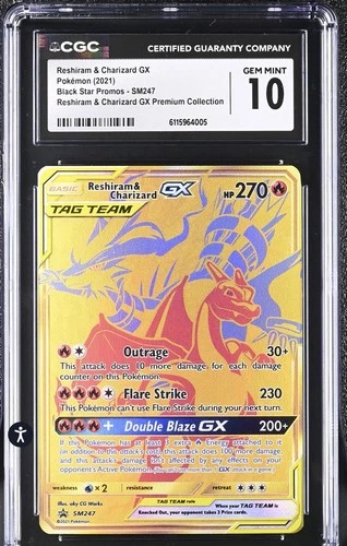Pokemon TCG Reshiram & Charizard SM247 Black Star Promo cgc 10 🔥🔥🔥