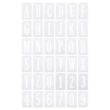 6 Inch Letter Number Stencils Alphabet Templates Set with Ring 4"W White 36pcs