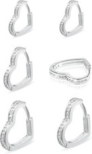 Sterling Silver Hoop Earrings Small Heart Huggie Hoop Earrings for Women Girls C