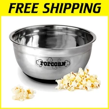 Durable Stainless Steel Popcorn Serving Bowl – 6 Quarts for Snacks & Parties