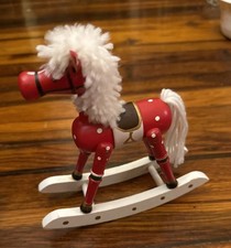 Vintage Hand Painted Wooden Rocking Horse Christmas Toy decor