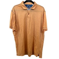 Robert Graham Golf Polo Shirt Men's XL Peach Orange Polo Shirt Contrast Stitch