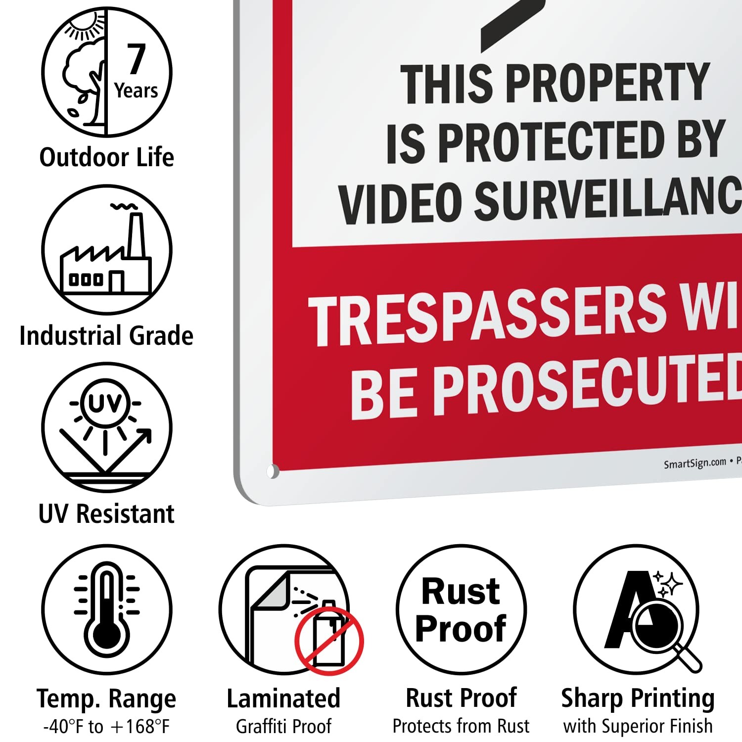 "No Trespassing - This Property is Protected by Video Surveillance" Sign | 10...