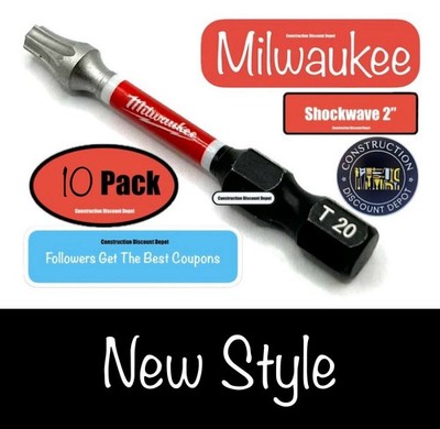 10 Pack Torx T20 Milwaukee Shockwave Impact Bit Set Screw Driver 2'' Drill Bits