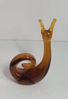 Murano Glass Snail Amber Brown 1960s Vintage 3 1/8 in Art Figurine