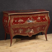 Comò italiano mobile legno laccato dorato dipinto cineseria cassettone XX sec