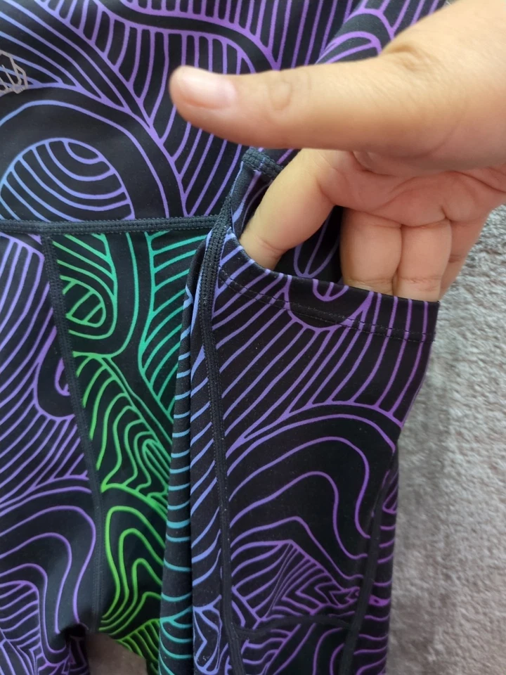 Leggings femininas XXL multicoloridas artísticas coloridas ombre redemoinhos casual desgaste atlético - Imagem 3 de 4