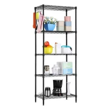 5 Tier Wire Shelving Rack Adjustable Shelf Rack Storage Unit Commercial Black