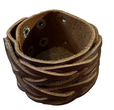 Brown Punk Wide Braided Leather Bracelet Wristband Bangle Adjustable Mens Womens